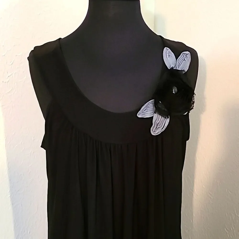 Candy Rain Sleeveless Black Dress with Light Blue & Black Flower,  Size 3X